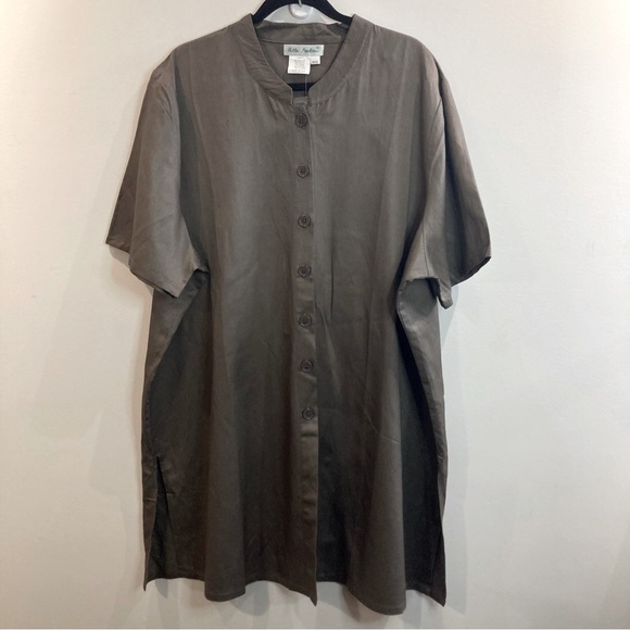 ULLA  POPKEN Sz 20-22 Oversized Short Sleeve Linen Blend Buttoned Shirt Dress - Picture 1 of 10